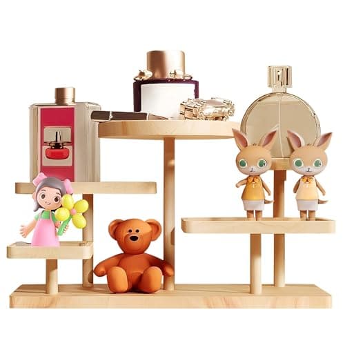 Image of Mulaibdin Jewellery Stand, Tiered Display Stand Wood, Earring Storage Organiser, Display Shelves for Collectibles, Perfume Bracelet Holder Tray, Wooden Display for Crafts,Selling,Gift (Natural)