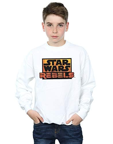 Image of Absolute Cult Star Wars Boys Rebels Logo Sweatshirt White 9-11 Years