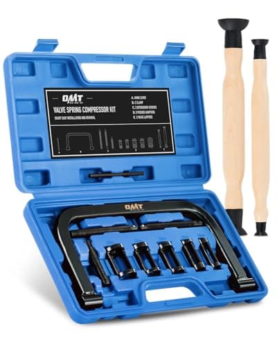 Image of Orion Motor Tech Valve Spring Compressor, 10pc Valve Spring Compressor Tool Kit with C-Clamp, Collet Adapters & Extension Rods, Professional Valve Removal Tool for Car, Motorbike & Small Engines