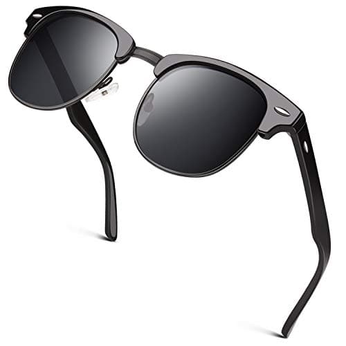 Image of GQUEEN Horn Rimmed Half Frame Polarised Sunglasses Mens Womens UV400 Protection