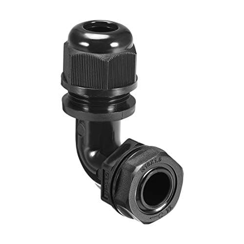 Image of sourcing map M16 Cable Gland, 90 Degree Waterproof IP68 Nylon Joint Adjustable Locknut for 6mm-10mm Dia Cable Wire