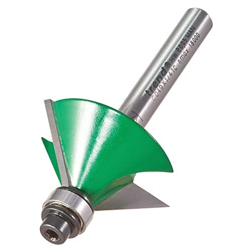 Image of Trend CraftPro Two Flute Self Guided Chamfer Router Cutter Bit, 1/4 Inch Shank, 12.7mm Cut Diameter & 45 Degree V Groove, Tungsten Carbide Tipped, C049X1/4TC
