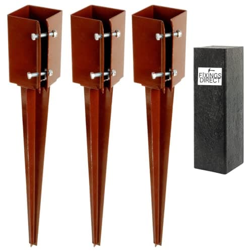Image of [FIXINGS DIRECT®] 100mm (4") Industrial Fence Post Spike Support 750mm Long Drive Down Post Spike Kit (Includes Free Driving Tool) (3)