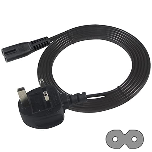Image of KC cable TV power cable 3M, 2 Pin Mains Power Lead Fig Figure 8 UK Power Cable, IEC320C7 to BS 1363 C7 Figure 8 Power Lead compatible with Samsung LG Philips Toshiba TV/Printer/PS4/PS3/PS5…