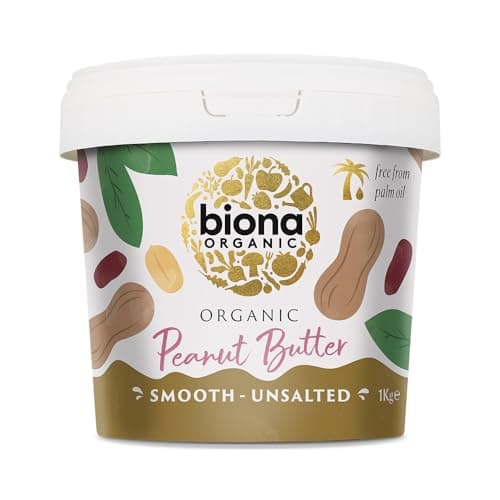 Image of Biona Organic Smooth Peanut Butter 1KG - Unsalted & Palm Oil Free - Made with Freshly Roasted Organic Nuts - Source of Vegan Protein - Gluten & GMO Free