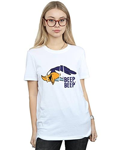 Image of LOONEY TUNES Women's Road Runner Beep Beep Boyfriend Fit T-Shirt X-Large White