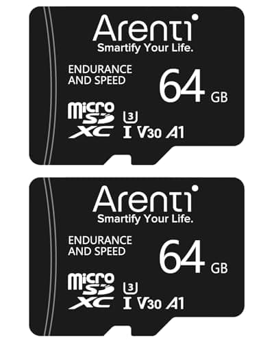 Image of ARENTI 64GB microSDXC Memory Card for Arenti Security Cameras AInanny/B2/P2/O3/OP1/GO2/W2, C10, U3, V30,Pack of 2