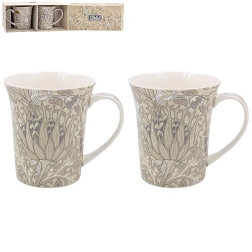 Image of The Leonardo Collection William Morris Artichoke Mugs Set 2 for Hot & Cold Drinks | Durable Coffee Cups for Home & Office | Comfortable & Easy-to-Hold Coffee Mugs for Beverages & Daily Use