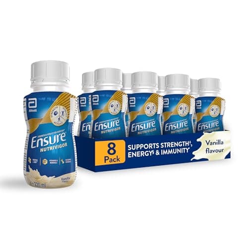 Image of Ensure NutriVigor Nutritional Shake – Vanilla Flavour – 8 x 220ml – Boosts Energy – Ready-to-Drink – Food Supplement with Protein, HMB and27 Vitamins and Minerals