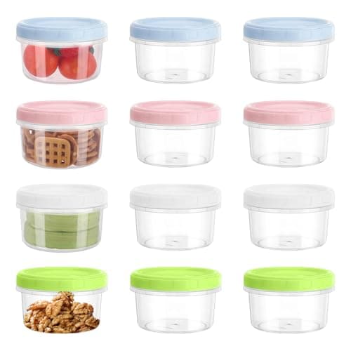 Image of Rthynti Small Food Containers with Lids, 300ML Reusable Snack Pots, Plastic Food Container with Lids for Lunch Box Work Trip Sauce Snack Fruits Yogurt