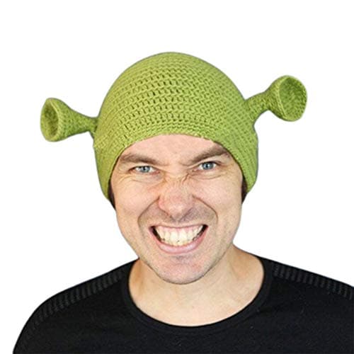 Image of Yeglg Unisex Hand-Knitted Hats, Beanie Hat Warm Durable Hand Knitted Cap Cosplay Dome Cap Wool Winter Hat for Women Men Green