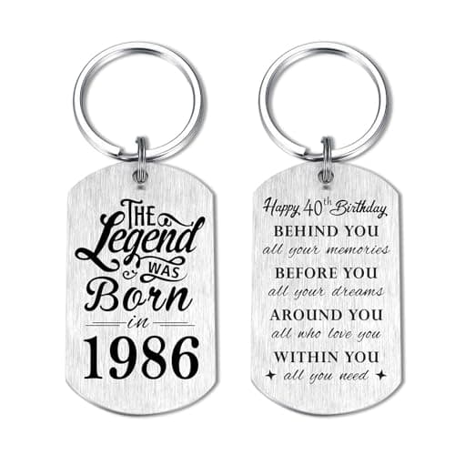 Image of Yobent 40th Birthday Gifts for Men 1986, Happy 40th Birthday Keyring, 40 Year Old Bday Gifts for Women,The Legend was Born in 1986