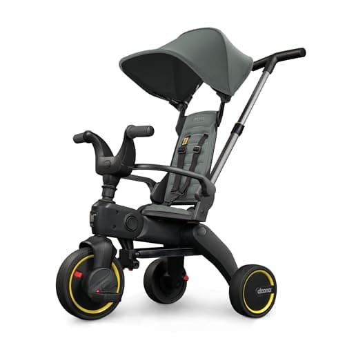 Image of Doona Liki Baby Trike S1 Slate Green Foldable Trike with Parent Handle, Multi-Position Recline, Durable Wheels, UPF 50+ Canopy, Tricycles for 1-3 Year Olds, Perfect for Toddlers (Formerly Forest Grey)