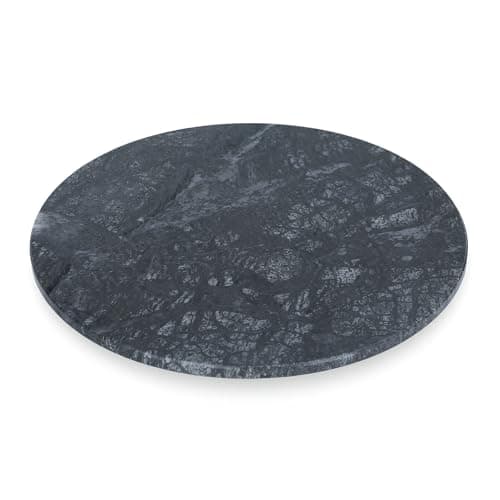 Image of Argon Tableware Marble Serving Board - 33cm - Black Natural Stone Charcuterie, Cheese & Tapas Platter with Non-Slip Feet for Home, Café & Restaurant Use
