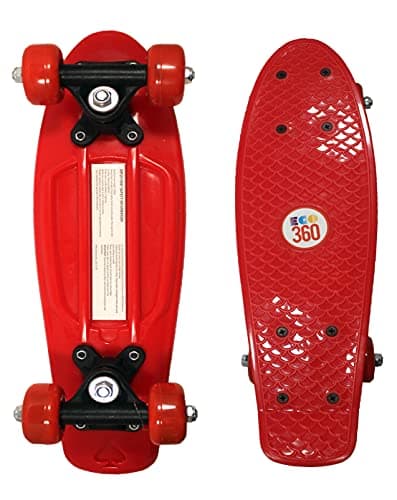 Image of 16" / 22" Kids Cruiser Skateboard Mini Complete Skateboard for Children Beginners Girls Boys Unisex Retro Skaters Skatepark 6 COLOURS (Red 16 inch)