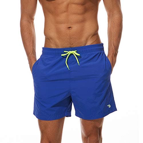 Image of donhobo Men's Swim Trunks Board Shorts Beach Pants Swimming Waterproof Quick Dry Surfing Boardshorts(Blue,L)