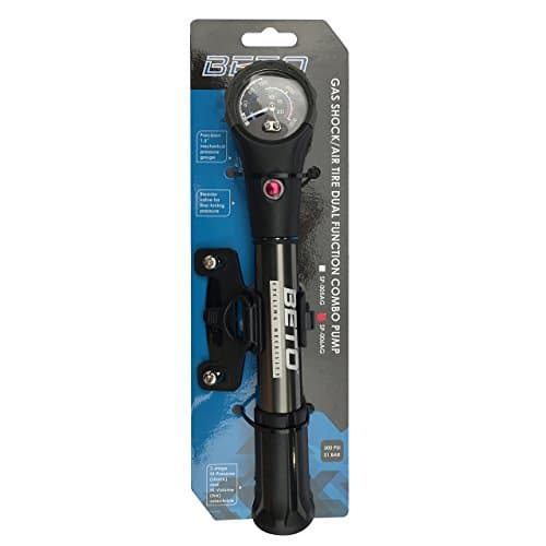 Image of Beto New SP-006AG Tyre & Shock CNC Alloy Mini Hand Presta & Schrader Dual Pump, Black