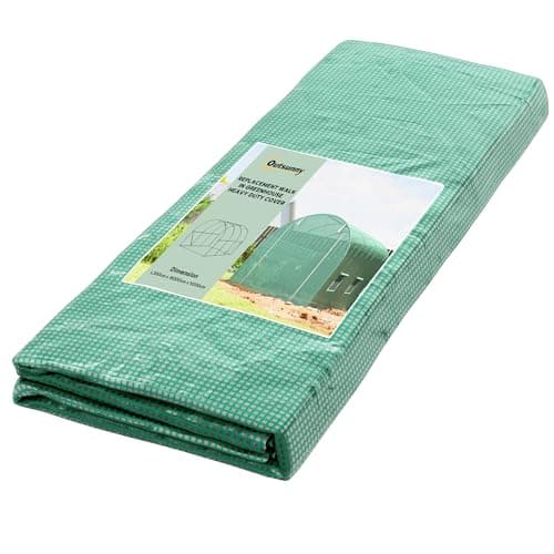 Image of Outsunny 3 x 2 x 2m Polytunnel Greenhouse Replacement Cover ONLY Winter Garden Plant PE Cover for Tunnel Walk-in Greenhouse with Roll-up Windows Door Outdoor, Green
