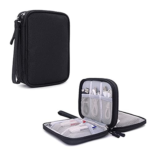 Image of Hosoncovy Double Layer 2.5 Inch Hard Drive Case - Carrying Case Travel Case Storage Bag USB Flash Drive Organizer for Two 2.5 inch WD Western My Passport Seagate Samsung (Black)