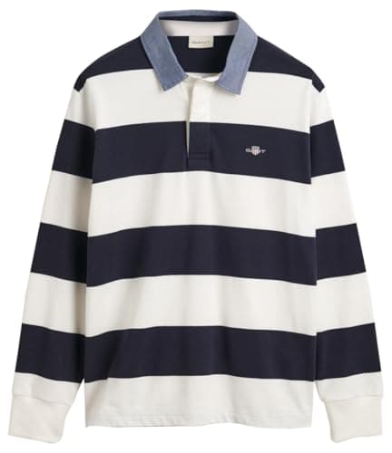 Image of GANT Men's Reg Chambray Stripe Heavy Rugger T-Shirt, Eggshell, 3XL