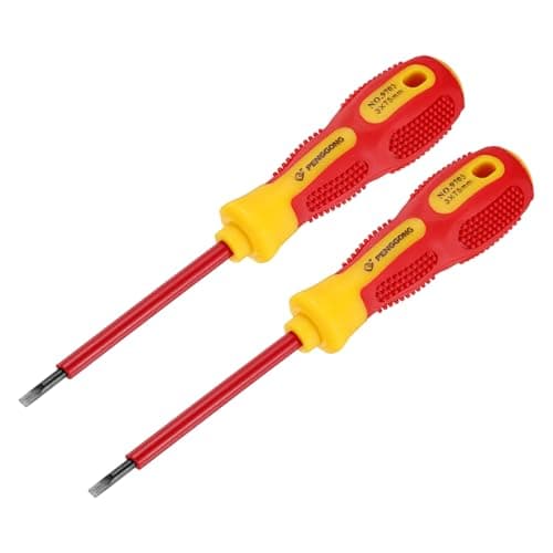 Image of sourcing map 2pcs 1000v Insulated Electrician Screwdriver 3x75mm CR-V Magnetic Slotted Flat Head Insulation Screwdrivers