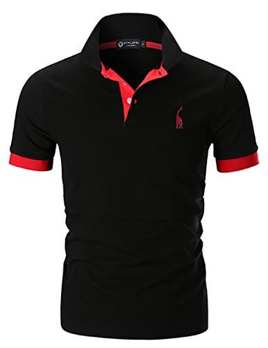 Image of STTLZMC Mens Casual Short Sleeve Polos Tennis Golf Classic Polo Shirts,Black,XL