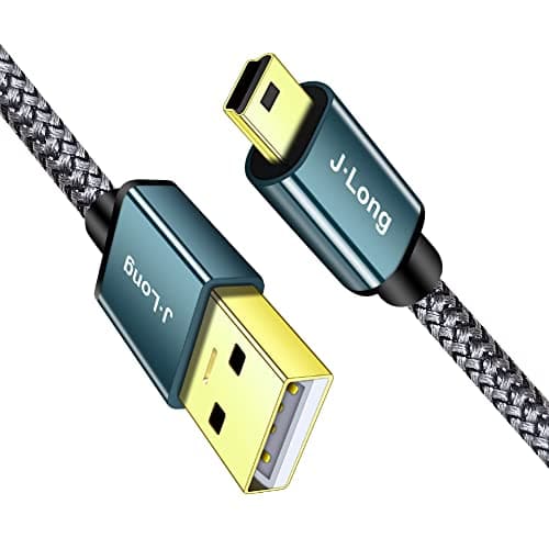 Image of J·LONG Mini USB Cable Braided USB 2.0 to Mini B Cable Data Transfer & Charge Compatible with Dash Cam, PS3 Controller, MP3/4 Player,PDA, Camera, Scanner and More Mini USB Devices (4M)