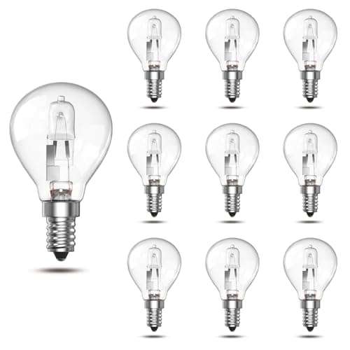 Image of Luxvista 28W E14 G45 Golf Ball Bulb Dimmable, Equivalent 40W Classic Mini Globes Clear Round Light Bulbs, SES E14 Small Screw Fitting P45 GolfBall Lamp, Warm White 2700K, 230V, 10 Pack