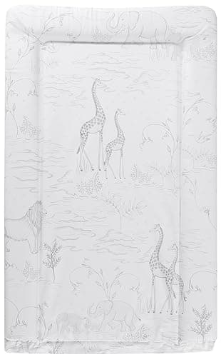 Image of Babycurls Baby Changing Mat with Foam Raised Soft Edges for Babies from Birth Upwards Wipe Clean and Waterproof Nappy Change Pad 76 x 45cm (Safari Sketches)