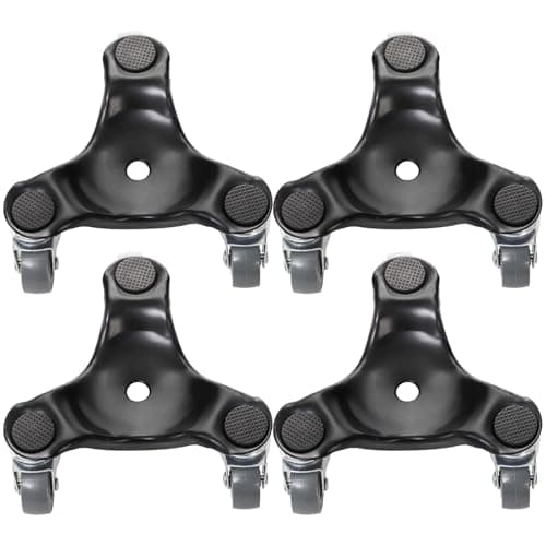 Image of Peohud 4 Pack Steel Tri-Dolly, 3 Wheel Furniture Mover Dolly, 180 Lbs Load Capacity Each Pack, Triangle Swivel Caster Easy Moving Tools for Heavy Cabinet, Furniture, Appliances, 6.5 Inches