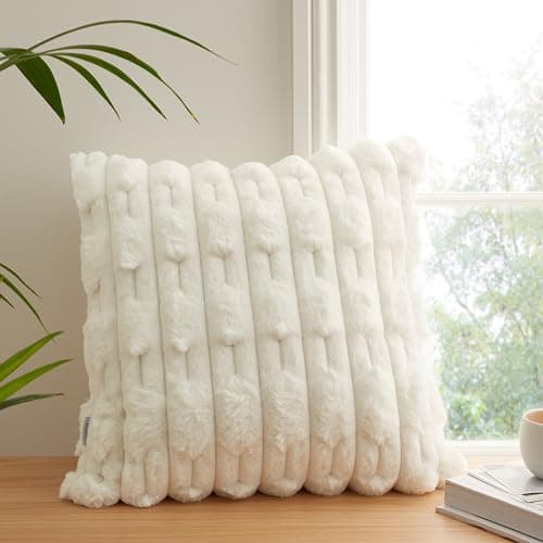 Image of Bianca Carved Faux Fur 50x50cm Cushion Cream