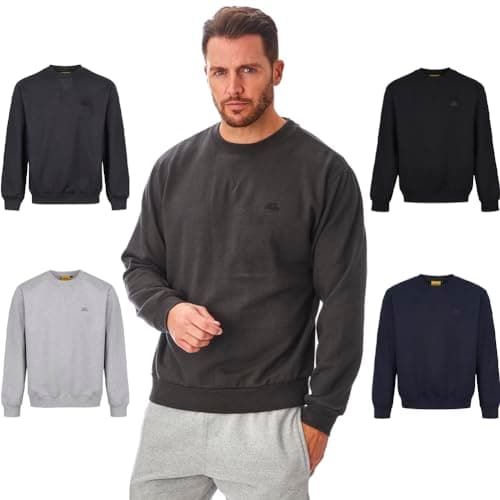 Image of Iron Mountain Men’s Fleece Jumper Crew Neck Sweatshirt Cotton Blend Workwear Pullover Long Sleeve Lightweight Durable Sweatshirts for Men Casual Wear (Charcoal Marl, L)