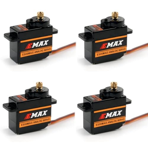 Image of Stemedu EMAX ES08MA II 12g Mini Metal Geared Servo Micro Analog Servo Forward for RC Car Helicopter Model (Pack of 4)