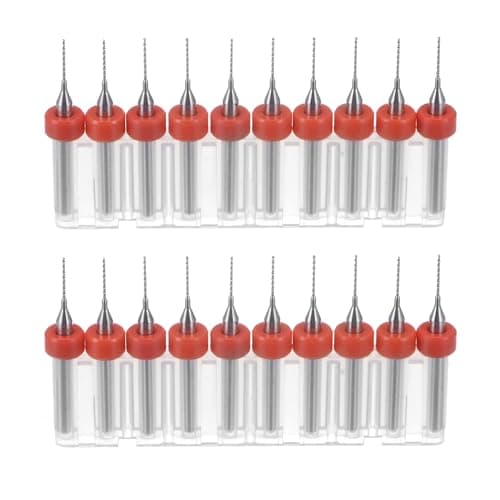 Image of sourcing map PCB Drill Bits 0.6mm Tungsten Carbide Rotary Tool Jewelry CNC Engraving Print Circuit Board Micro Drill Bits 1/8 Inch Shank 2 Set (20 Pcs)