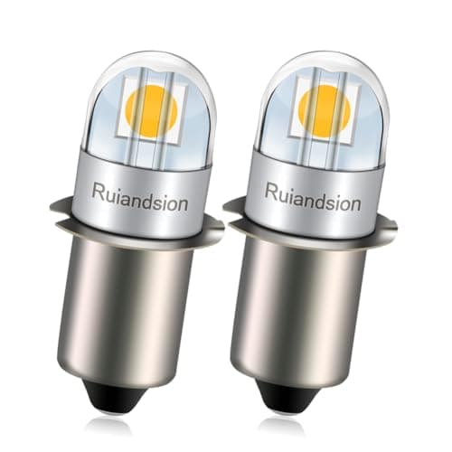 Image of Ruiandsion P13.5S LED Bulb 3V Non Polarity 3030 2SMD Chip 360° lighting Warm White 200LM LED Bulb Replacement for Headlamps Flashlights Torch Light Pack of 2