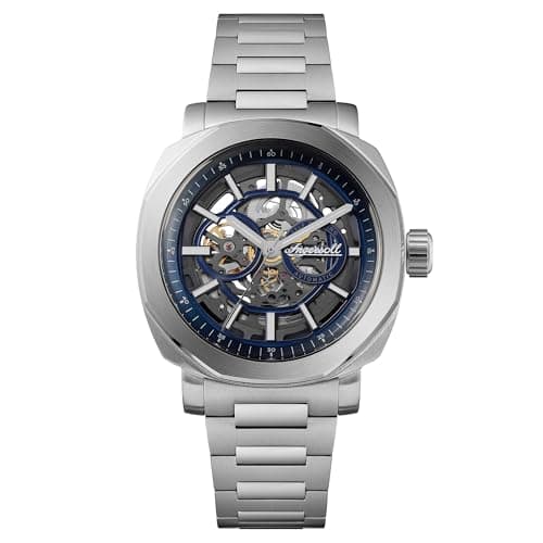 Image of Ingersoll The Outrider Mens 44mm Automatic Watch with Blue Dial and Stainless Steel Bracelet Strap