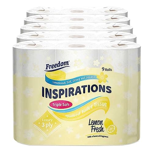 Image of Freedom Inspirations Quilted 3 Ply Scented Toilet Paper 45 Rolls (Lemon)
