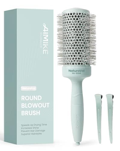 Image of AIMIKE Round Hair Brush, Large Round Brush w/Nano Thermal Ceramic & Ionic Tech, Blow Dry Hair Brush for Salon-like Styling at Home, Maximum Volume and Shine,No Pulling Barrel Brush (73mm,Barrel 53mm)