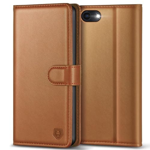 Image of Kuafcase Case Compatible for iPhone 7, iPhone 8, iPhone SE 2022, iPhone SE 2020, 4 Card Slots Magnetic Closure Kickstand Shockproof Protective Phone Case Compatible for iPhone 7/8/SE - Brown
