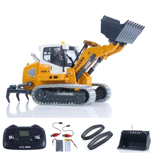 Image of wheelfun 1:50 RC Electric Lifting Tracked Loader LR636 Metal Bucket Tracks 2.4G Construction Vehicle Ripper Light Sound Battery RTR Model