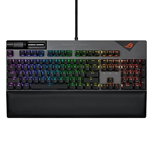 Image of ASUS ROG Strix Flare II 100% RGB Gaming Keyboard, ROG NX Brown Mechanical switches, ABS Engraved keycaps, 8k Hz Polling, Sound-dampening Foam, Media Controls, USB passthrough, Wrist Rest-Black