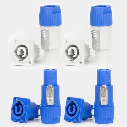 Image of MISYNLON 2 Sets Powercon Connector, 3 Pin AC Powercon Connectors Input and Output, Compatible Neutrik Nac3fca Powercon Power Connector Plug, Stage Lighting and Audio Equipment