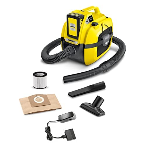 Image of Kärcher multi-purpose vacuum cleaner WD 1 Compact Battery Set (battery life: 10 min, power: 230 W, tank size: 17 liters, blower function, accessory storage, suction without filter change)