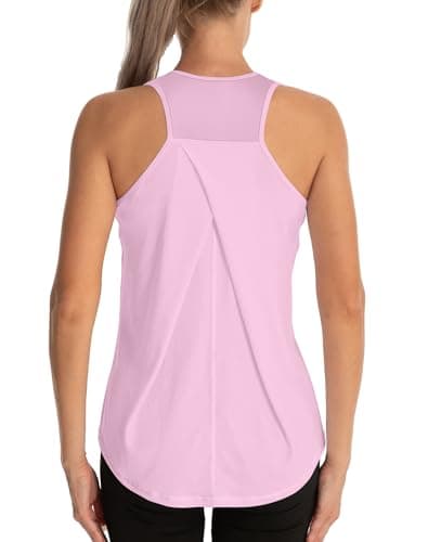 Image of Dawnrole Gym Tops for Women Sleeveless Yoga Fitness Shirts Racerback Sports Top Women Pink