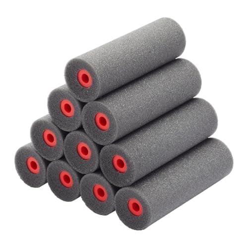 Image of ProDec 10 Pack 4 inch High Density Foam Concave Foam Mini Paint Rollers for a Smooth Finish with Gloss and Satin Paints on Skirting Boards, Window Sills, Panel Doors, Cabinets, Metal and More, 4"