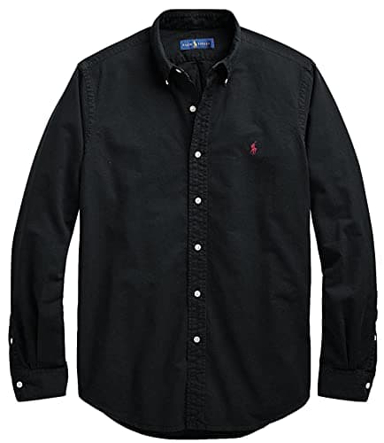 Image of Polo Ralph Lauren Mens Classic Long Sleeve Oxford Shirt, Polo Black with Red Pony., XL