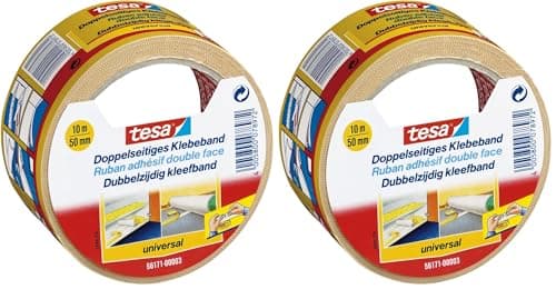 Image of Tesa 56171-00003-01 Double Sided Adhesive Tape, 10m x 50mm, 56171-00003-11 (Pack of 2)