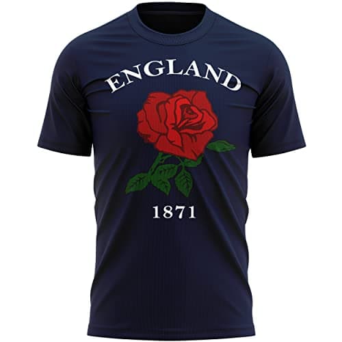 Image of Purple Print House England 1871 Rugby T Shirt, England Birthday Gifts for English Rugby Fan, Red Rose Tournament Outfit Gift Idea, Nations Shirts for Men Women and Kids, L, Navy