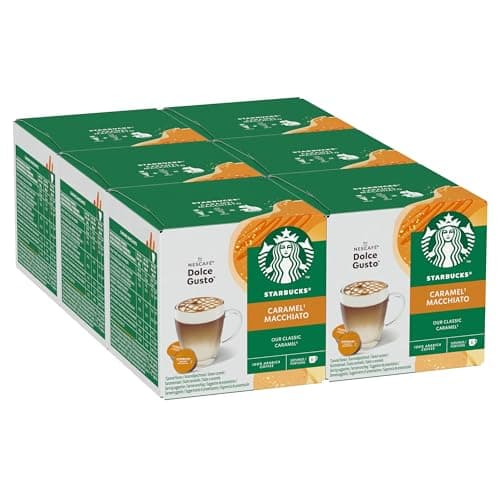 Image of STARBUCKS Caramel Macchiato by NESCAFÉ Dolce Gusto, 72 Caramel Macchiato Coffee Pods (6 packs), Flavoured Coffee