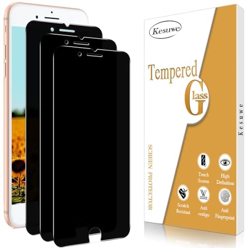 Image of Kesuwe [3 Pack Privacy Screen Protector for iPhone SE 2020/8/7/6S/6 4.7-Inch, Anti-Spy, Anti-Scratch, 9H Hardness, HD Clear, Case Friendly, Easy Installation, Bubble Free
